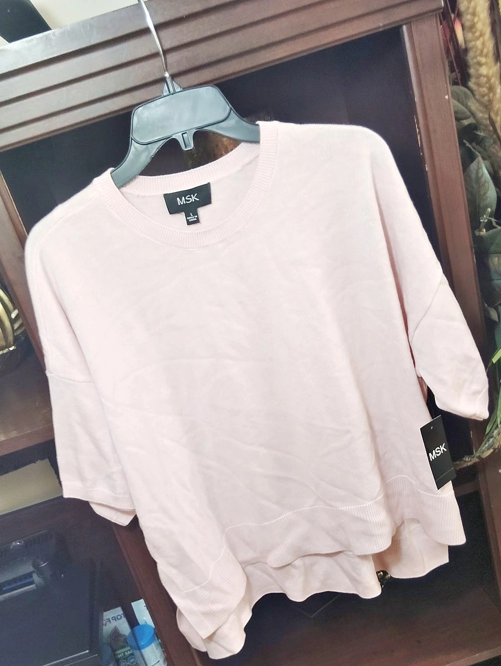 MSK Pink Crew Neck Sweater Size Large NWT
